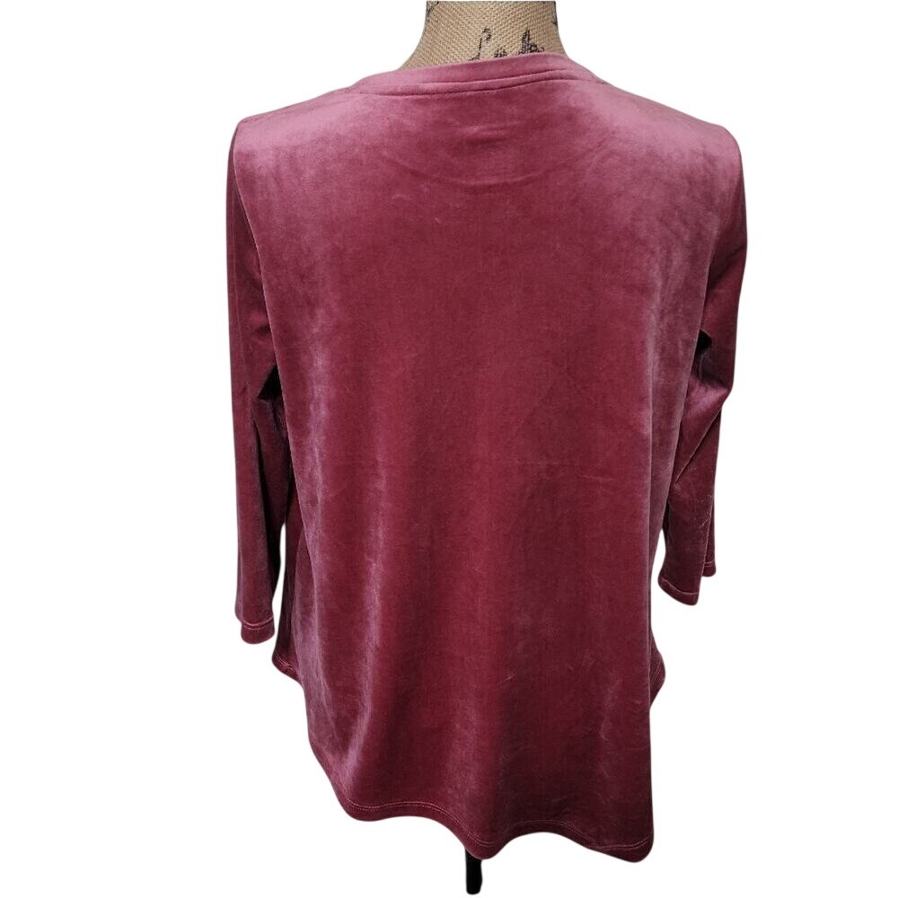 Westbound Petites Mauve Velour 3/4 Sleeve Pocket Top PM RN58909 - Picture 2 of 5